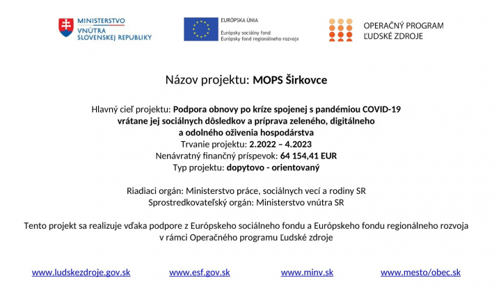 1. fotografia fotogalérie Projekty / Projekt MOPS Širkovce 2022 - 2023 - foto