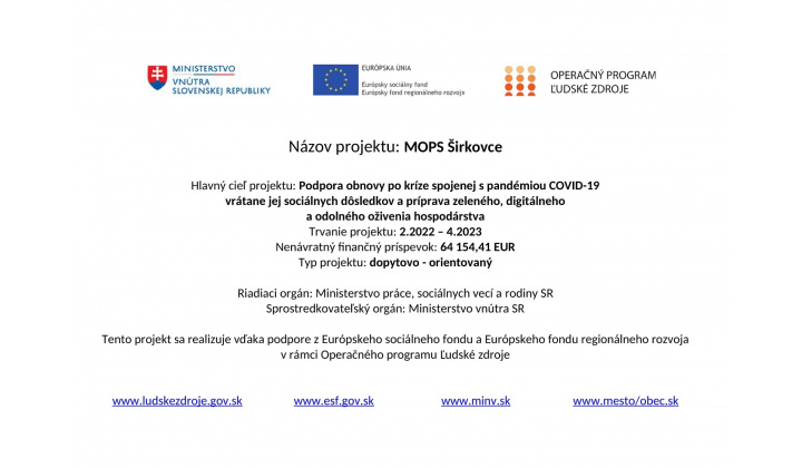 Fotka - Projekt MOPS Širkovce 2022 - 2023